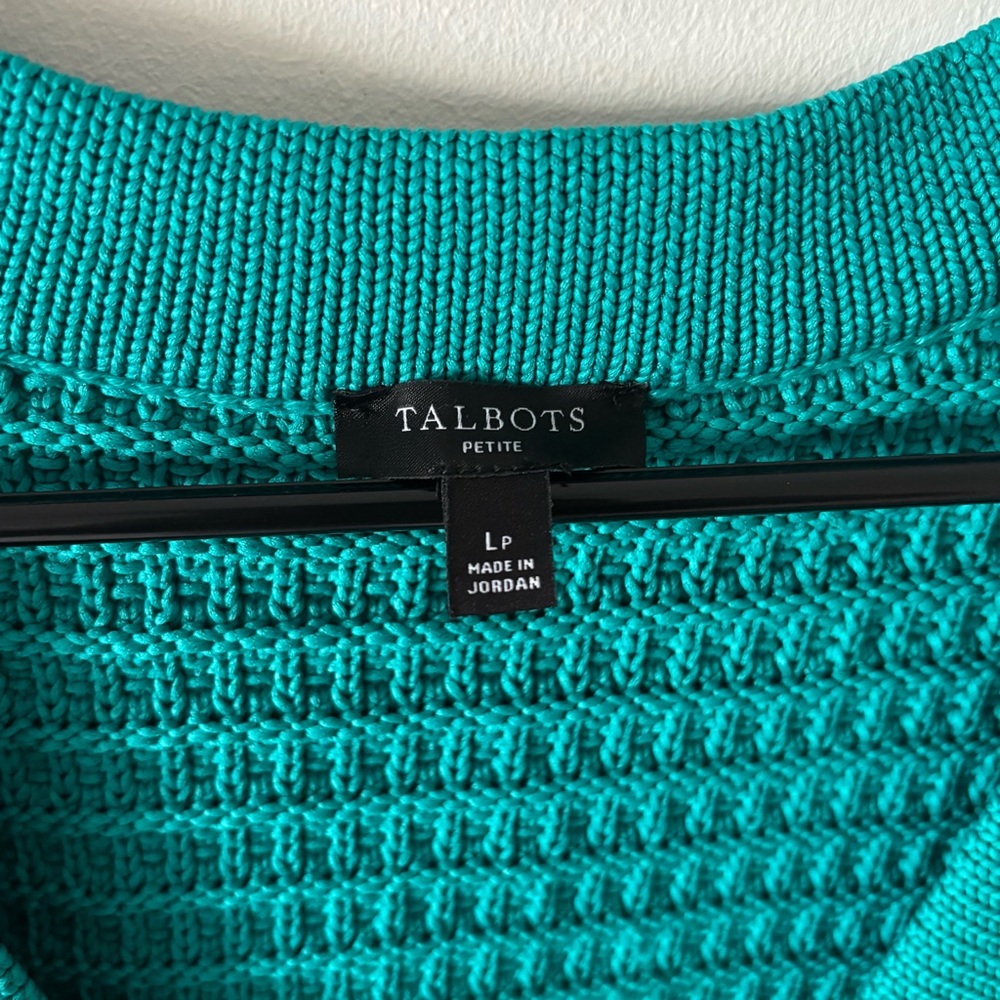 Talbots Lapis Kate Cardigan Textruded Knit Cardigan Jacket Petite Large - Picture 3 of 12